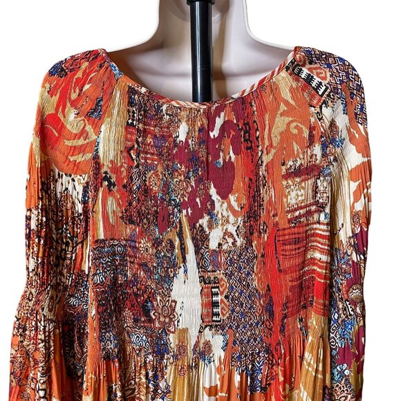 Avenue Womens Keyhole Blouse Smock Bodice Boho Peasant Sleeves Plus Size 26 c - Picture 9 of 12